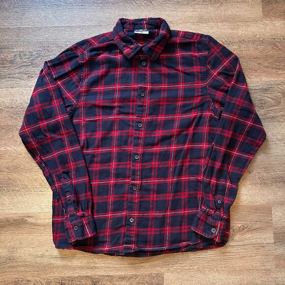 Alphar One Casual Button Down Mens Medium Red Plaid Rugged Flannel Shirt - Picture 1 of 5